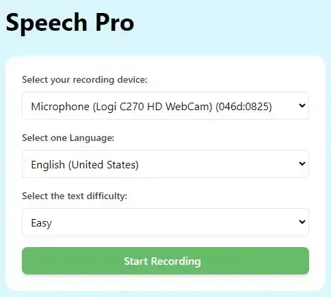 Speech Pro Speech Recognition Training Application
